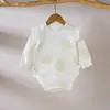 Mameluco de una pieza de algodón puro de manga larga Clase A, ropa de casa sin costuras con dibujos animados para bebés y niños pequeños, apto para todas las estaciones, verano Clase A