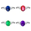 Anel de Diamante Yihua Jewelry Formato de Ovo Diamante Vermelho Sangue de Pombo Elegante Banhado a Ouro 18K Anel com Pedras Coloridas Vermelho Azul Verde