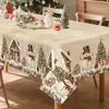 Nuevo Mantel Decorativo Navideño Transfronterizo de Amazon con Muñeco de Nieve y Reno para Mesa de Comedor en Casa, a Prueba de Polvo, Festivo