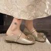 Sapatos Plataforma com Strass em Estilo Francês, Tendência Verão 2026 Novos Sapatos Femininos, Sapatos Baixos Mary Jane Estilo Chanel