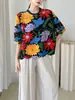 Directamente del fabricante: Blusas de Manga Tres Cuartos para Mujer Tallas Grandes que Cubren el Cuerpo y Te Hacen Ver Más Delgada, con un Diseño de Estampado Vintage, Camiseta Versátil Estilo Issey Miyake