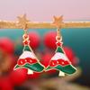 Brincos de desenho animado transfronteiriços óleo Papai Noel de Natal árvore de Natal alce moda estrela de cinco pontas assimétrica brincos brincos