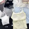 Nueva Camisola Elegante de Bloques de Color Falsa de Dos Piezas para Mujer con Almohadillas en el Pecho, Diseño de Dibujos Animados en el Pecho, Espalda Hermosa, Camisola Versátil para Usar con Otras Prendas