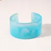 Pulsera Geométrica Azul Europea y Americana Transfronteriza de Resina Difuminada Lujo Ligero Pulsera de Gama Alta Joyería de Mano Exagerada de Moda Nicho para Mujeres