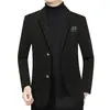 Nuevo Blazer de Traje para Hombre Otoño/Invierno 2026 Moda Casual Versátil Forro Polar Engrosado Cálido Lana para Hombres de Mediana Edad