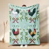 Manta de siesta de franela con estampado de collage de gallo de granja vintage TEMU transfronteriza, manta decorativa para sofá de animal lindo