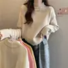 Suéter de Punto Versátil Estilo Coreano y Japonés Otoño e Invierno 2025 Nuevo Color Sólido Cuello Semi Alto Suéter Suave Casual Elegante para Mujer
