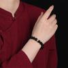 Pulsera de obsidiana natural con seis palabras de plata 925, accesorios de moda, joyería sencilla para manos masculinas y femeninas.