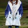 Casaco trench coat feminino novo e quente para 2023, inverno, pelúcia, Natal, impressão digital 3D, com capuz, atacado