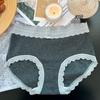 Roupa íntima feminina sexy com borda de renda, algodão puro estendido, cintura média, respirável e confortável, alta elasticidade, calcinha 10A