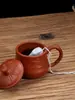 Taza de Arcilla Púrpura Yixing con Tapa, Taza de Arcilla Púrpura Semi-Hecha a Mano, Taza de Té, Juego de Té Kung Fu, Infusor de Té de Bambú