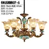 Lustre de cerâmica estilo retrô americano todo em cobre para sala de estar, nova iluminação clássica estilo europeu simples para quarto de villa e sala de jantar