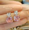 Moda Versátil Collar de Diamante Rosa Colgante Morado Aretes de Diamante de Alto Carbono Importados Anillo Corte Flor de Hielo Traje Caibao Mujeres