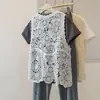 Foto Real de Ropa para Mujer de Tallas Grandes: Nuevo Diseño de Alta Gama Estilo Coreano con Camiseta y Chaleco de Ganchillo Floral Hueco de Dos Piezas