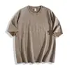 Camiseta da moda 220g estilo Amazon, lavada, desgastada, para casais, importada, solta, casual, ombro caído, gola redonda, manga curta