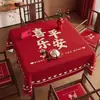 Toalha de Mesa Quadrada Decorativa de Ano Novo 2026 Atmosfera Festiva Vermelha Toalha de Mesa Quadrada para Sala de Jantar Mesa dos Oito Imortais Toalha de Mesa para Mesa de Mahjong