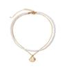 Collar de doble capa de perlas elegantes y creativas de vieira transfronteriza europea y americana, traje de collar geométrico de concha simple para mujer al por mayor