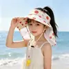 Sombrero de Niño Verano Exterior Ala Ancha Protección Solar Sombrilla Unisex Bebé Dulce Lindo Chal de Seda de Hielo Visera Solar