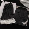 Pijama de Seda de Hielo y Nieve de Aspecto Elegante para Mujer Versión de Verano Nuevo Set de Pantalones Cortos de Manga Corta Dulce Encaje Niña Ropa para Estar en Casa