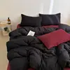 Estilo Muji Primavera y Verano Nuevo Juego de Cama de Cuatro Piezas Jacquard Catiónico Bloque de Color Rayado Juego de Sábanas Ajustables de Tres Piezas para Dormitorio Estudiantil