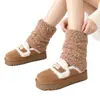 Polainas de Pelúcia Longas de Coral Fleece Espessadas Quentes Meias para Panturrilha Outono e Inverno Adicionadas Protetores de Perna de Fleece Coberturas Altas para Botas para Mulheres