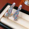 Pendientes Pesados de Mariposa con Zirconia Plateada y Gotas de Agua Pendientes Estilo Corte Retro Pendientes de Moda Versátiles Sentido de Lujo Ligero de Alta Gama