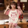 Pijama Infantil de Verão, Shorts de Manga Curta para Meninas, Roupa Externa Fina e Fofa de Desenho Animado para Meninas de Meia-Idade e Mais Velhas Conjunto de Roupas para Casa