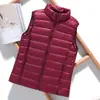 Colete Leve de Penas Feminino Curto Gola Alta Slim Outono e Inverno Novo Colete de Penas Colete Tamanho Grande Roupa Exterior para Mulheres