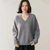 Suéter de Cachemir Grueso de Tres Hilos con Cuello en V para Mujer, Suéter Holgado con Efecto Adelgazante, Suéter de Punto de Cachemir para Otoño e Invierno con Top Interior