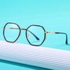 2021 Nueva Moda anti-radiación azul espejo plano poligonal marco simple degradado gafas lisas mujer
