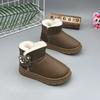 Botas de Nieve para Niños Botas de Algodón 2025 Invierno Nuevo Estilo Coreano Niños y Niñas Oso Cálidas Impermeables Botas Impermeables para Niños