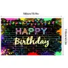 Tecido de Fundo de Aniversário Transfronteiriço da Amazon Festa de Aniversário Festa em Família Decoração Suprimentos Pano para Pendurar Pode Ser Personalizado Atacado