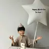 Balão de Folha de Alumínio Estrela de Cinco Pontas Branco Puro Fosco de 32 polegadas para Decoração de Festa de Aniversário Infantil e Adereços para Fotos