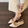 Sandálias Delicadas Estilo Fada, Bico Fechado, Sem Calcanhar, Novo Design Primavera/Verão, Bico Fino, Salto Baixo, Sapatos de Salto Único Elegantes Estilo Francês, Versão Coreana