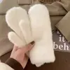 Guantes de Piel Sintética de Conejo Blancos Esponjosos con Forro Polar para Mujer, Manoplas Gruesas Calientes de Invierno para Ciclismo y Protección contra el Frío