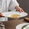 Tazón de sombrero de paja de cerámica de fábrica plato sopero para comida occidental vajilla de hotel restaurante plato de concepto artístico tazón para pasta tazón para ensalada de frutas