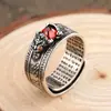 Nuevo Anillo Pixiu con Patrón de Nube del Sutra del Corazón para Hombres Granate Vintage Moda Rojo Sangre Creativo Simple Anillo al por Mayor