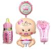 Pacote de balões decorativos para bebê de 4 bolas, cem dias de idade, coroa, pés de garrafa, decoração para chá de bebê