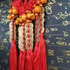 Colgante de Dinero de los Cinco Emperadores de Madera de Durazno Nudo Chino de Cobre Puro Colgante de Calabaza Dinero de Cobre Chino Auspicioso Colgante de Puerta