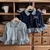 Sudadera de Encaje para Niña con Cuello de Muñeca Dulce, Nuevo Estilo Ropa de Punto para Bebé Niña, Top Versátil Elegante de Dos Piezas Falsas para Niños