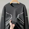 Camiseta de manga larga para hombre, de corte holgado y oversized, perfecta como capa base para el otoño, con estampados de moda y colores lisos, versátil y elegante