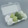 Set de Esponjas de Maquillaje con Forma de Huevo de Cuatro Compartimentos, 4 Piezas, Esponja que No Absorbe Polvo, Esponja de Forma de Gota de Agua de Doble Uso Húmeda y Seca, Herramienta de Maquillaje