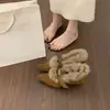 Sapatos Peludos de Nicho de Alta Qualidade Estilo Francês para Mulheres, Adequados para Uso Externo no Outono e Inverno, com Lã Adicionada e Aumento de Altura Escondido, Sapatos Quentes de Algodão