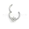 Pendientes de Anillo Abierto Sin Costuras Flor de Titanio Circonita Pendientes para Nariz Aleación de Titanio G23 Joyería para Perforaciones Septum Nasal