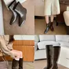 Botas de montar de tacón de cuña de 3 cm del mismo estilo que las de Mamá Uva para mujer, dos alturas de caña diferentes, puntera cuadrada elegante, botines ajustados sin cordones de estilo coreano sencillo