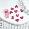 Mini pendientes de resina con diseño de corazón de melocotón y diamantes planos para decoración de uñas, color rosa, para el cabello.