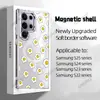 Funda para teléfono estilo caricatura japonesa de huevo frito con cara sonriente Galaxy S24 S25 Ultra simple linda transparente magnética dura