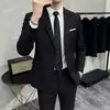 Conjunto de traje para hombre de comercio exterior transfronterizo, de alta gama, elegante, traje de dos piezas de color liso