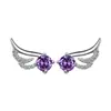 Aretes Carlime Alas de Ángel Diamante de Color Volando con Dos Alas Aretes de Alas de Ángel Simples Elegantes Pendientes de Celebridad de Internet