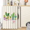 Cortina Fresca Simples com Planta em Vaso para Cobertura de Pia, Cortina Meia para Cobertura de Máquina de Lavar, Cortina Divisória de Planta Sem Furos
